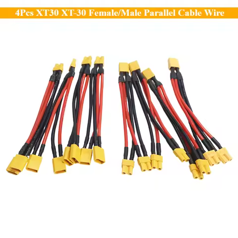 4Pcs XT30 XT-30 Female/Male Parallel Cable Wire 16AWG 100MM Y Lead Battery Charger Cable for Rc FPV 