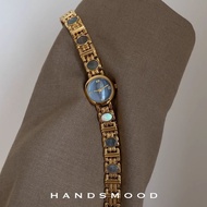 Handsmood Blue Fritillary Inlaid Round Fritillary Face Fashionable Design Feel Temperament Ladies Qu