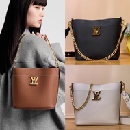 Louis Vuitton, LV Handbag Crossbody Bag ockandWalk Bucket Bag Grained Cow Leather Gold Buckle ogo Sh