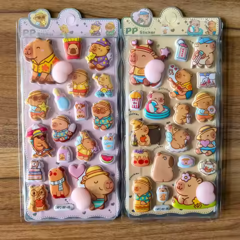 Capybara Themed PP Sticker Set (2 Pcs) - Fun Embellishments for Planners & Handcrafts RecordingYourL