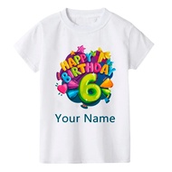 Children's Cartoon T-Shirt With Name And Birthday Number No. 1 2 3 4 5 6 7 8 9 Clothing