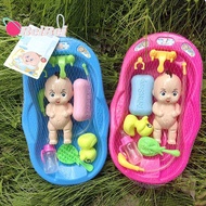 BEIBEI ของเล่นในสระน้ำ เหมือนจริงจริง ของเล่นอาบน้ำตุ๊กตาทารก พร้อมอ่างอาบน้ำ ขวดเป็ดสบู่ ชุดตุ๊กตาอ