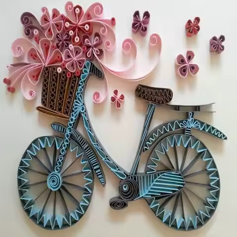 Quilling Kit With Paper Template Tools Strips for Masterpiece DIY Quilling Paper Craft Set (Bicycle)