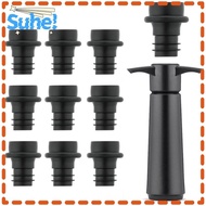 SUHE Wine Saver Pump, Black Reusable Wine Preserver, Practical with 10 Vacuum Stoppers Plastic Easy to Use Bottle Sealer Wine Bottles