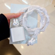 Cute Rabbit Soft Silicone Charger Case Charger Cover Cable Protector for iPhone 40W Charger
