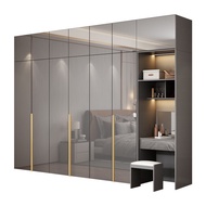 Modular Wardrobe Nordic Wardrobe Grey cum Brown Wardrobe Flat Door Glossy Door 2/3/4/5/6/8 Doors War