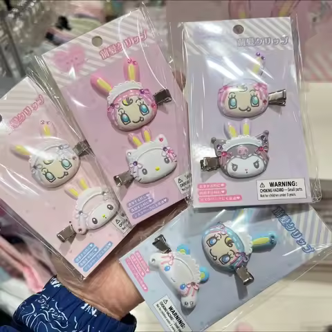 New Mezzo Piano Bangs Clip Set Anime Cartoon Kuromi Cinnamoroll Hairpin Cute Charmmy Kitty Fashion B