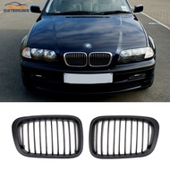 Pair Front Kidney Grille Grill For BMW E46 4D 3 Series 98-01 330i Matte Black [Sis]