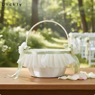 [Dickly] Graceful Ribbon Knot Decorative Basket for Flower Girl Wedding Aisle S