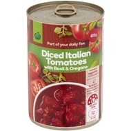 Woolworths Diced Italian Tomatoes Basil & Oregano 400g