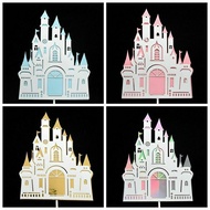 LILIN Cake topper glitter palace birthday Cake decoration theme princess castle puri paper paper ske
