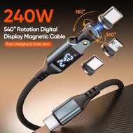 New 9pin Magnet Charging Digital Display Cable, 240W PD 540° Rotation, QC3.0/PD3.1, 5A Fast Charge, 