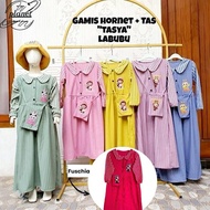 GAMIS ANAK LABUBU CEWEK PEREMPUAN TK SD BUNGA DRESS LENGAN PANJANG BAJU BUSANA MUSLIM ANAK CANTIK MU