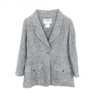 香奈兒斜紋軟呢外套 P21006V12405 布料：棉 海軍藍 白色 二手 女款 #42 CC