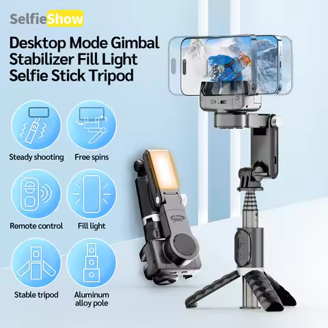 Selfieshow Q18 Following Shooting Mode Gimbal Stabilizer Selfie Stick Tripod with Fill Light for iPh