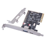 (GPBS) PCIE USB 3.2 GEN2 10G + Type C 10G Adapter PCI Express X4 Expansion Card Riser ASM1142 Chip C