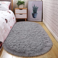junovo Ultra Soft Washable Shaggy Rug - Non-Slip Oval Carpet for Nursery, Kids Bedroom & Home Decor 