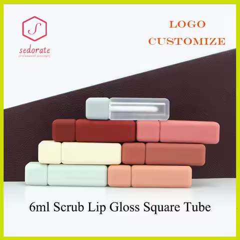5/10/20/50/100pcs 6ml Lip Gloss Tube Brush Scrub Square Liquid Lipstick Tubes Lip Balm Container Cos