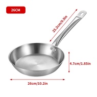 Konco 410 stainless steel flat pan 26cm/28cm/30cm Frying Pan Deep Skillet Pan Stainless Steel flat P