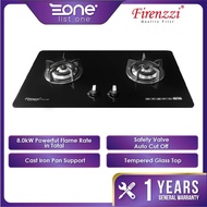 Firenzzi 4.0kW 2 Burners Safety Valve Safety Device Tempered Glass Hob FGH-2187 Gas Stove Gas Stove Burner Stove Gas Cooker Dapur Gas
