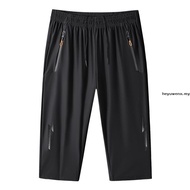 Three Quarter Pants Men 3 Quarter Pants Quick Drying Fashion Print Casual Shorts Cropped 3/4 Pants