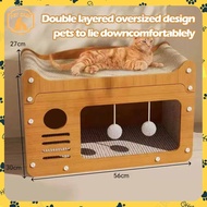 Cat House Cat Cat House Wooden Kitten Apartment Foldable Cat House Cat Wear-Resistant Wooden house