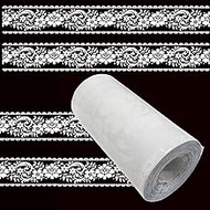 1 Roll Transparent Floral Lace Wallpaper White Lace Removable Wallpaper Border Lace Frame Window Sticker Bathroom Mirror Decor Mirror Glass Decor Sticker for Wall Glass Window Door Home Decor DIY