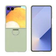 สําหรับ Samsung Z Flip 7 ผู้ถือแหวนกรณีสีทึบ Slim Matte PC สําหรับ Samsung Galaxy Z Flip 7 6 5 4 3 f