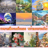 พร้อมส่ง!! รหัสชุด2 รูปวาด ภาพวาด ภาพวิว HOME DIY ภาพวาด ระบายสี ภาพวาดสีน้ำมัน ภาพระบายสีตามตัวเลข ขึงเฟรมไม้!! Nextone