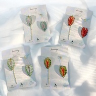 耳環 窄葉 彩葉芋 觀葉 植物 樹脂 銀飾 耳夾  禮物 禮盒 情人節