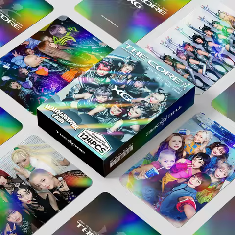 124PCS XG Album THE CORE Laser LOMO Cards Set - Korean Star Holographic Photo Cards with Bonus Stick