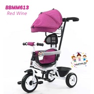 จักรยานสามล้อ รถเด็ก จักรยาน 3ล้อเด็ก BBMM613 มีด้ามเข็น ร่มบังแดด A1
