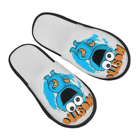 Custom Cookie Monster Television Programs Guest Slippers for Hotel Women House Slipper