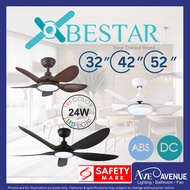 BESTAR Wind DC Motor 5 Blade 32/42/52 Inch Ceiling Fan with 3 Tone LED Light Kit and Remote Control