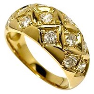 二手 15.5 號鑽石戒指，總重 1.00 克拉，18k 金材質，重 6.8 克。