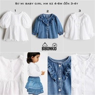 [Bibonkid] White/soft denim shirt for HM girls 4-6m to 3-4y