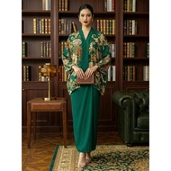 2-Piece Muslimah Kurung Dress Set - Elegant Print, Loose Fit, Adjustable Straps