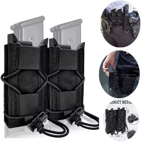 Triple Pistol Magazine Pouch, Universal Molle Pistol Magazine Holster Carrier, Compatible with 9mm/.