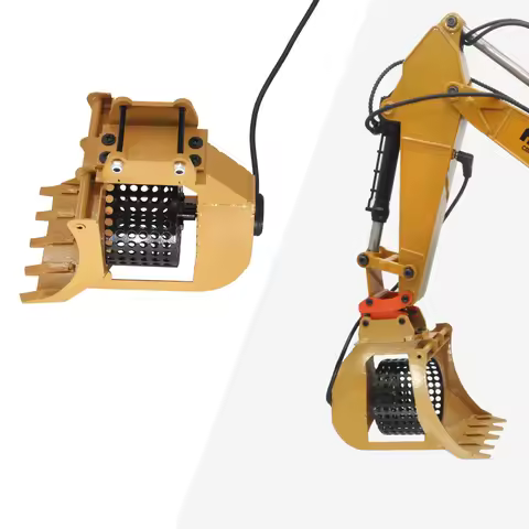 RC Metal Rotary Screening Bucket with Electric Drum for HUINA 1580 1550 1592 1593 1594 Excavator Mod
