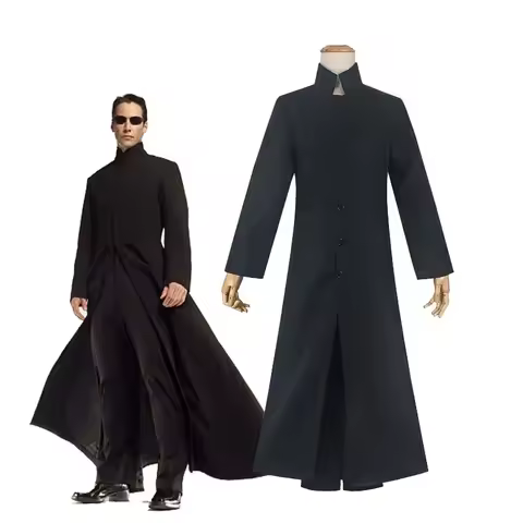 Matrix Cosplay Custom Black Cosplay Costume Neo Trench Coat Halloween Party Costumes for Men Cos Pla