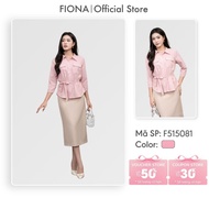 FIONA women's shirt Straight polka dot shirt, short sleeves, removable belt in main fabric F515081