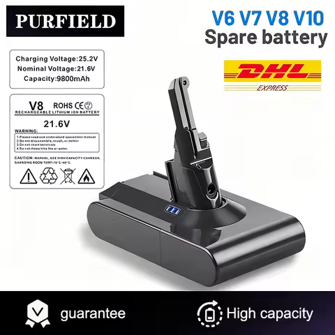 Replacement Rechargeable Battery 6.8/9.8Ah For Dyson V6 V7 V8 V10 SV07 SV09 SV10 DC58 DC31 Fluffy An