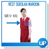 Vest Sekolah Maroon Pusat Sumber Pengawas Library Sekolah Rendah & Menengah Jenama 100% Polyester Or