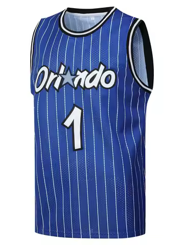 Retro Orlando 1 Penny Hardaway Basketball Jersey Blue White Striped Vintage Sports Uniform Casual 3d