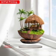 2D Flat Bohemian Tropical Coconut House Home Decoration, Holiday Decorations, Bohemian Style Home De