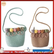 【W3SG】2 Pcs Girls Shoulder Bag Straw Rattan Weave Crossbody Bag for Baby Girls Best(Green & Khaki)2