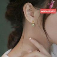 Anting tusuk batu giok simple, Anting batu giok anggun