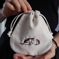 手刺繡束口收納袋