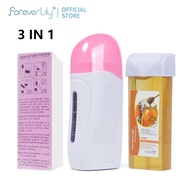 Foreverlily 3in1ชุดเครื่องแว็กซ์แบบพกพาเครื่องทำความร้อนแว็กซ์แบบใช้มือถือ Salon Soft wax ชุดกำจัดขน