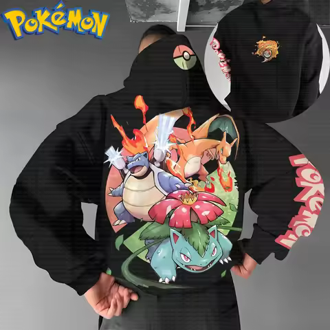 Pokemon Anime Squirtle Blastoise Charizard Cotton Hoodie Harajuku Pants Set Black Multi Character Pr
